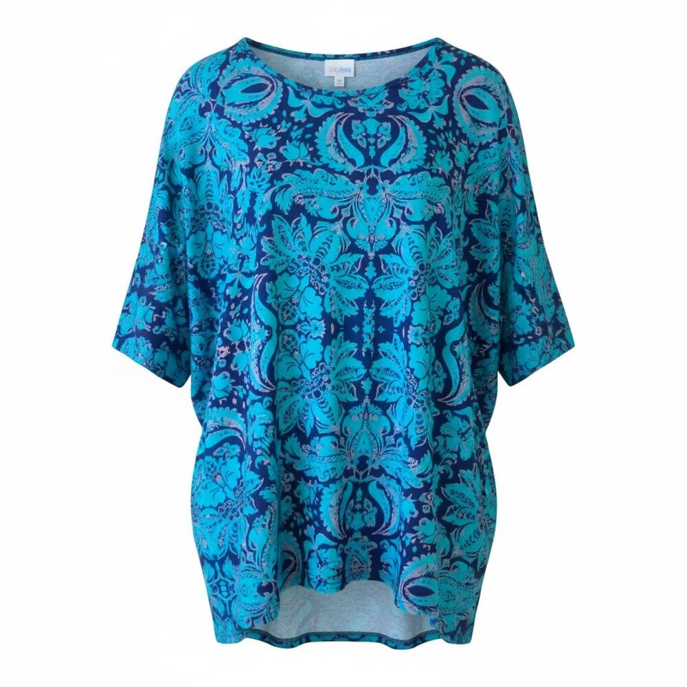 LuLaRoe Teal High Low T-shirt Short Sleeve Scoop Neck Womens Size 2XL